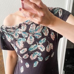 Anthropologie Navy with leaves shirt